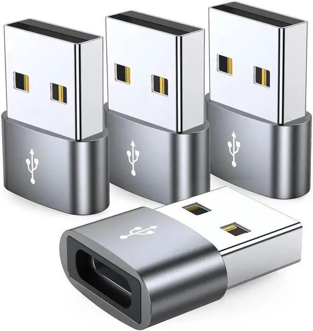 Main image of JAENFONGUSB C Female to USB Male Adapter 4-Pack,Type C to USB A Charger Cable Converter,Compatible with iPhone 11 12 13 14 Plus Pro Max,iPad Air 4 5 Mini 6,Samsung Galaxy S23 S22 S21 S20,Pixel 5 Grey
