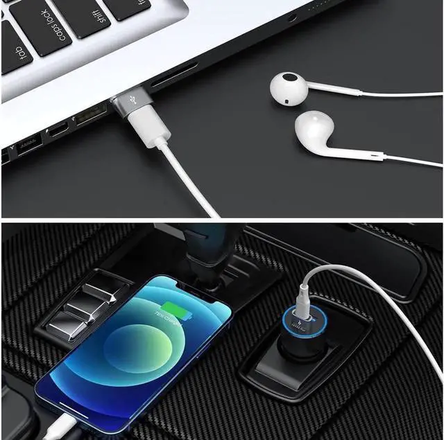 Alt view image 6 of 6 - JAENFONGUSB C Female to USB Male Adapter 4-Pack,Type C to USB A Charger Cable Converter,Compatible with iPhone 11 12 13 14 Plus Pro Max,iPad Air 4 5 Mini 6,Samsung Galaxy S23 S22 S21 S20,Pixel 5 Grey