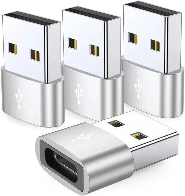 Main image of JAENFONG USB C Female to USB Male Adapter 4-Pack,Type C to USB A Charger Cable Converter,Compatible with iPhone 11 12 13 14 Plus Pro Max,iPad Air 4 5 Mini 6,Samsung Galaxy S23 S22 S21 S20,Pixel 5 Sil