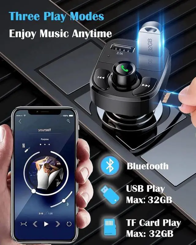 Alt view image 6 of 7 - JAENFONG Handsfree Call Car Charger,Wireless Bluetooth FM Transmitter Radio Receiver,Mp3 Audio Music Stereo Adapter,Dual USB Port Charger Compatible for All Smartphones,Samsung Galaxy,LG,HTC,etc.