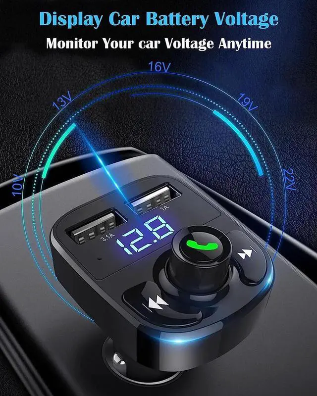 Alt view image 7 of 7 - JAENFONG Handsfree Call Car Charger,Wireless Bluetooth FM Transmitter Radio Receiver,Mp3 Audio Music Stereo Adapter,Dual USB Port Charger Compatible for All Smartphones,Samsung Galaxy,LG,HTC,etc.