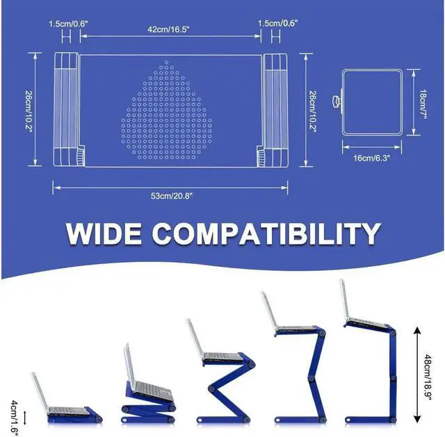 Alt view image 3 of 7 - JAENFONG Adjustable Laptop Table, Laptop Stand for Bed Portable Lap Desk Foldable Laptop Workstation Notebook Riser with Mouse Pad Side Ergonomic Computer Tray Reading Holder TV Bed Tray Standing Desk