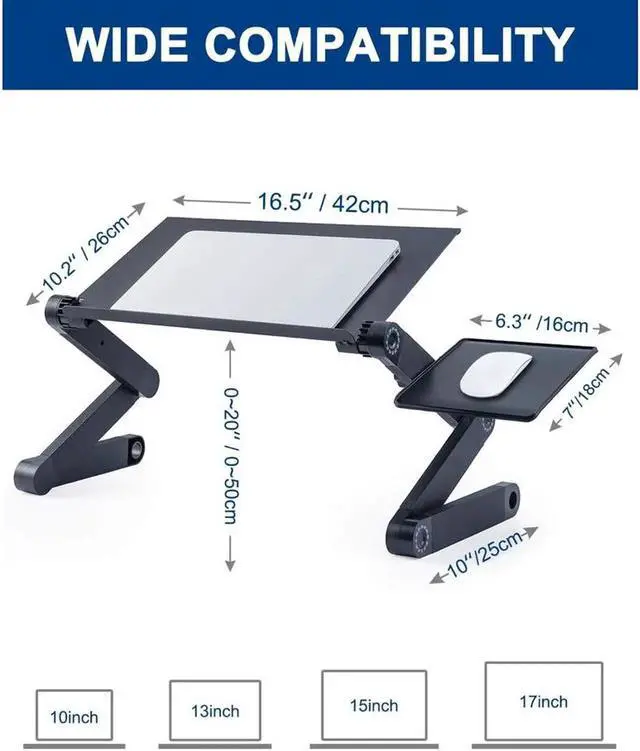 Alt view image 6 of 7 - JAENFONG Adjustable Laptop Table, Laptop Stand for Bed Portable Lap Desk Foldable Laptop Workstation Notebook Riser with Mouse Pad Side Ergonomic Computer Tray Reading Holder TV Bed Tray Standing Desk
