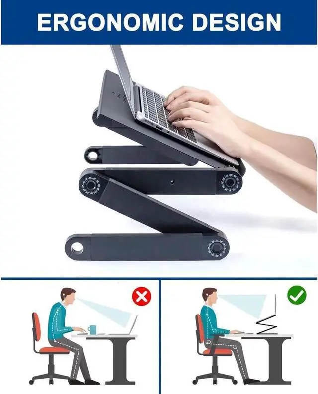 Alt view image 7 of 7 - JAENFONG Adjustable Laptop Table, Laptop Stand for Bed Portable Lap Desk Foldable Laptop Workstation Notebook Riser with Mouse Pad Side Ergonomic Computer Tray Reading Holder TV Bed Tray Standing Desk