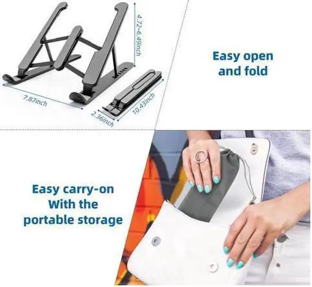 Alt view image 7 of 7 - JAENFONG  Laptop Stand, Computer Stand for Laptop, Aluminium Laptop Riser, Ergonomic Laptop Holder Compatible with MacBook Air Pro, Dell XPS, More 10-17 Inch Laptops Work from Home-Sliver Black