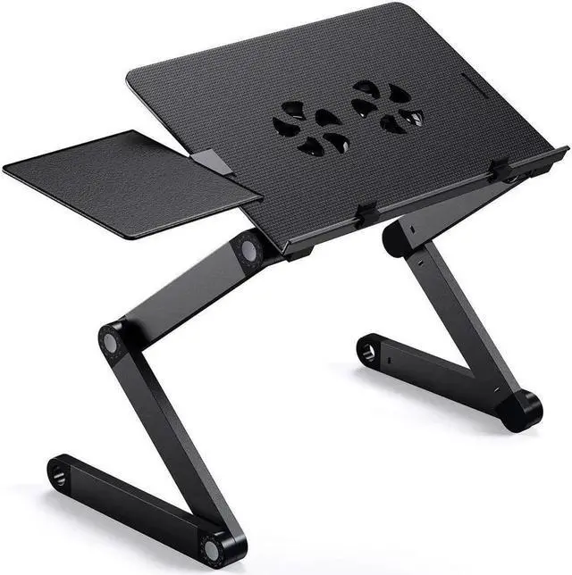 Alt view image 5 of 7 - JAENFONG Laptop Stands Adjustable Lap Desks Portable Laptop Bed Table with Cooling Fans & Mouse Pad for Couch, Bed, Sofa