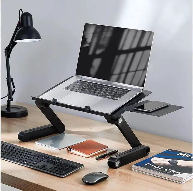 Alt view image 6 of 7 - JAENFONG Laptop Stands Adjustable Lap Desks Portable Laptop Bed Table with Cooling Fans & Mouse Pad for Couch, Bed, Sofa