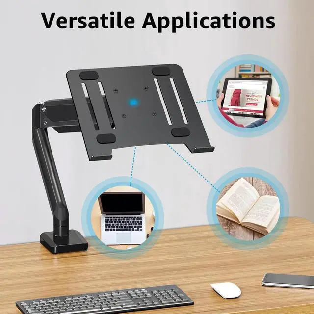 Alt view image 7 of 7 - JAENFONG Laptop Arm Mount for Desk Holds 3.3-17.6lbs, Single Laptop Computer Desk Mount for 13-17 Inch Notebook Fully Adjustable Laptop Tray Stand with Gas Spring Arm, with Clamp/Grommet Base
