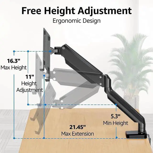 Alt view image 6 of 7 - JAENFONG Laptop Arm Mount for Desk Holds 3.3-17.6lbs, Single Laptop Computer Desk Mount for 13-17 Inch Notebook Fully Adjustable Laptop Tray Stand with Gas Spring Arm, with Clamp/Grommet Base