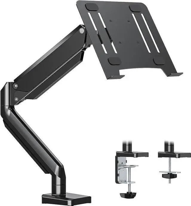 Main image of JAENFONG Laptop Arm Mount for Desk Holds 3.3-17.6lbs, Single Laptop Computer Desk Mount for 13-17 Inch Notebook Fully Adjustable Laptop Tray Stand with Gas Spring Arm, with Clamp/Grommet Base
