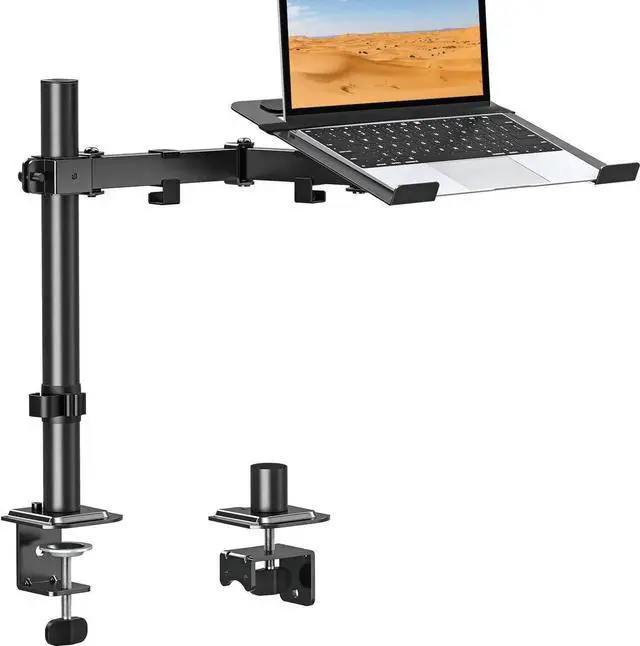 Main image of JAENFONG Single Laptop Tray Desk Mount for 13-17 Inch Laptop Notebook, Fully Adjustable Laptop Arm, Full Motion Laptop Stand, Holds up to 17.6lbs, with Clamp/Grommet Mounting