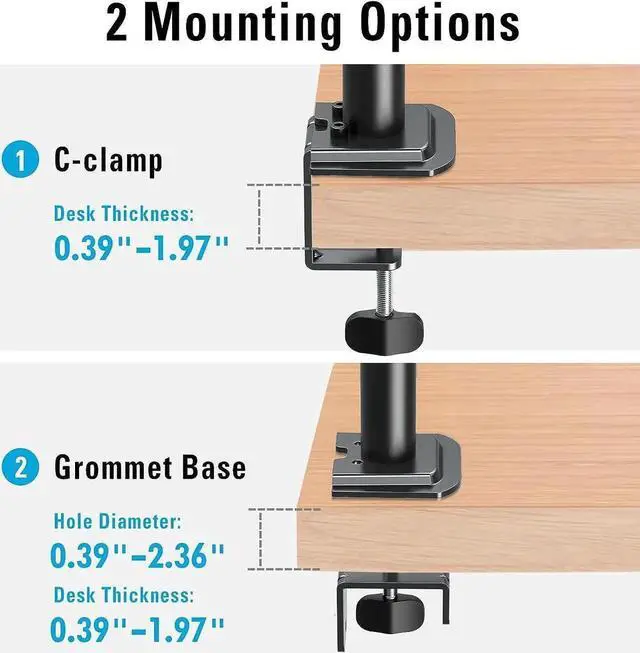 Alt view image 6 of 6 - JAENFONG Single Laptop Tray Desk Mount for 13-17 Inch Laptop Notebook, Fully Adjustable Laptop Arm, Full Motion Laptop Stand, Holds up to 17.6lbs, with Clamp/Grommet Mounting