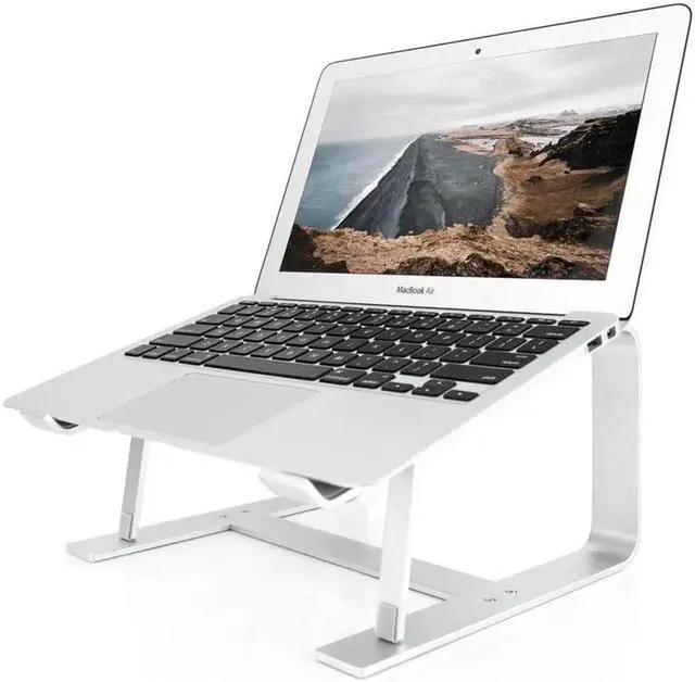 Main image of JAENFONG Laptop Stand, Computer Stand for Laptop, Aluminium Laptop Riser, Ergonomic Laptop Holder Compatible with MacBook Air Pro, Dell XPS, More 10-17 Inch Laptops Work from Home-Sliver Silver White