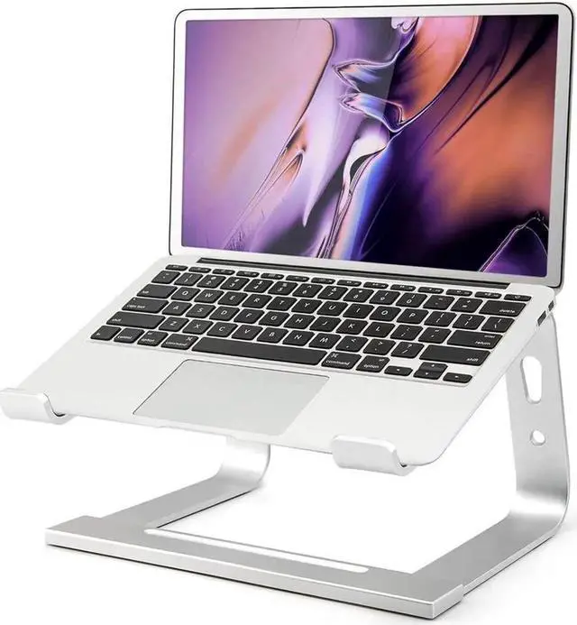Main image of JAENFONG Laptop Stand, Computer Stand for Laptop, Aluminium Laptop Riser, Ergonomic Laptop Holder Compatible with MacBook Air Pro, Dell XPS, More 10-17 Inch Laptops Work from Home-Sliver Silver
