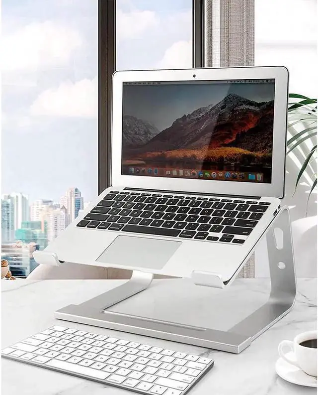 Alt view image 7 of 7 - JAENFONG Laptop Stand, Computer Stand for Laptop, Aluminium Laptop Riser, Ergonomic Laptop Holder Compatible with MacBook Air Pro, Dell XPS, More 10-17 Inch Laptops Work from Home-Sliver Silver