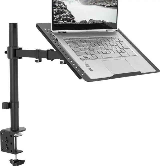 Main image of JAENFONG Single Laptop Notebook Desk Mount Stand, Fully Adjustable Extension with C-clamp, Fits up to 17 inch Laptops, Black, STAND-V001L
