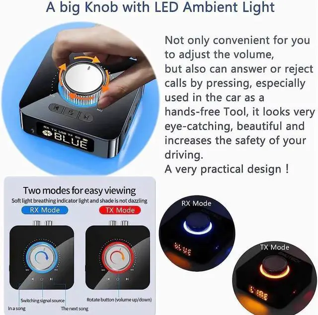 Alt view image 3 of 7 - JAENFONG Bluetooth 5.0 Audio Adapter, 5-in-1 Wireless Music Transmitter AUX Receiver USB TF Micro SD Card MP3 Player for TV CD PC Car Home Stereo to Wireless Wired Soundbar Headphones Speakers