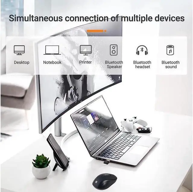 Alt view image 3 of 7 - JAENFONG USB Bluetooth 5.3 Adapter for PC Receiver - Plug & Play Bluetooth 5.3 EDR Dongle Transmitter for Computer Desktop Transfer for Laptop Bluetooth Headset Speaker Keyboard Mouse Windows11/10/8.1