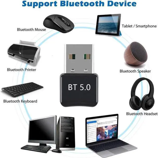 Alt view image 5 of 6 - JAENFONG USB Bluetooth 5.0 Adapter for PC Win10/8.1/8/7/XP/Vista, Bluetooth Dongle Receiver/Transmitter Support Multiple Device Connections: Headset, Mouse, Keyboard, Printer, Speaker