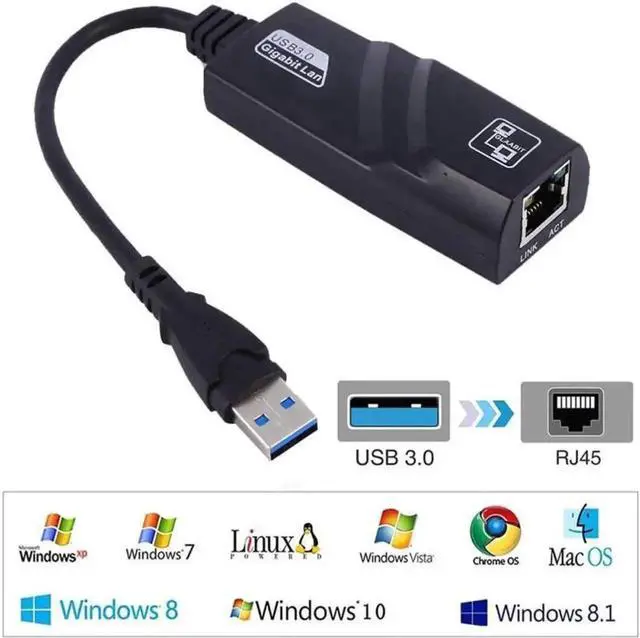Alt view image 7 of 7 - USB 3.0 to Ethernet Adapter Network Wired Cable Gigabit RJ45 LAN Converter - Lightning10/100/1000Mbps Compatible for MacBook Laptop PC Desktop with Windows 10 8 7 Vista Linux Mac Chrome OS