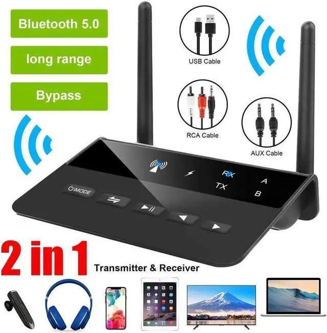 Main image of JAENFONG Long Range Bluetooth 5.0 Transmitter Receiver Apt-X HD Low Latency Audio Adapter