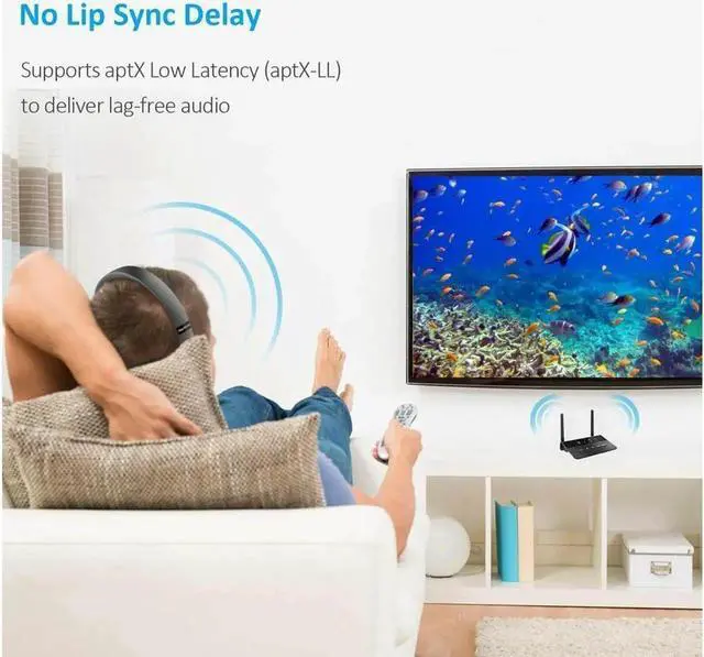 Alt view image 4 of 7 - JAENFONG Long Range Bluetooth 5.0 Transmitter Receiver Apt-X HD Low Latency Audio Adapter