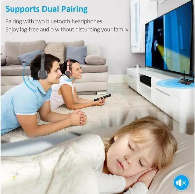 Alt view image 2 of 7 - JAENFONG Long Range Bluetooth 5.0 Transmitter Receiver Apt-X HD Low Latency Audio Adapter