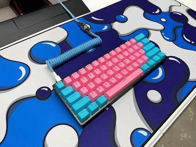 Alt view image 5 of 5 - JAENFONG Keyboards DRIP Edition XXL Black & White Gaming Mouse Pad - Professional Artisan Mouse Pad - Black & White Gaming Desk Mat - 36" x 16" Thick Extended XXL Gaming Mouse Pad (Blue)