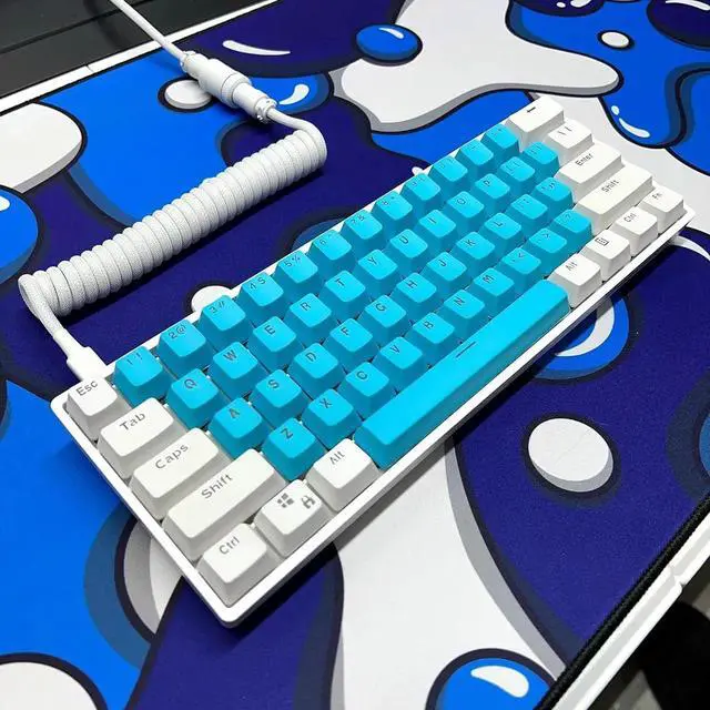 Alt view image 4 of 5 - JAENFONG Keyboards DRIP Edition XXL Black & White Gaming Mouse Pad - Professional Artisan Mouse Pad - Black & White Gaming Desk Mat - 36" x 16" Thick Extended XXL Gaming Mouse Pad (Blue)