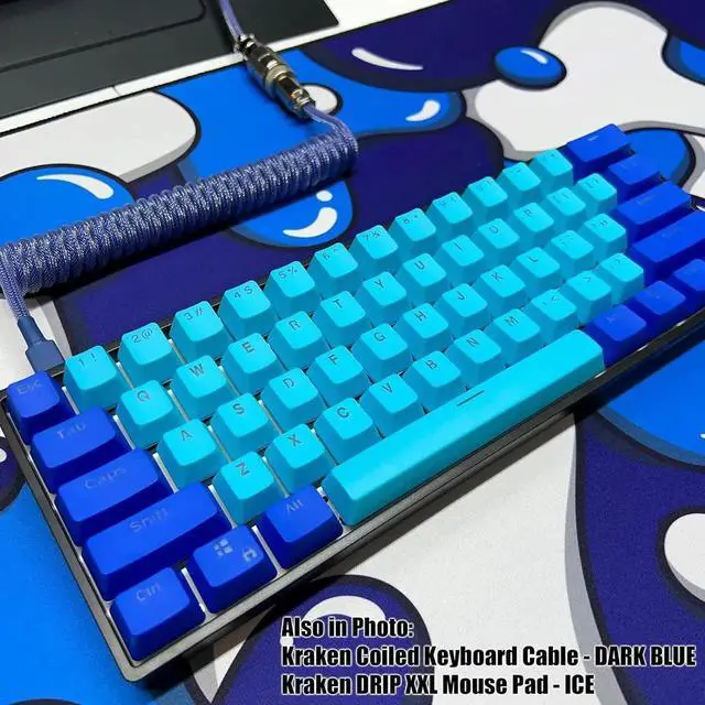 Alt view image 3 of 5 - JAENFONG Keyboards DRIP Edition XXL Black & White Gaming Mouse Pad - Professional Artisan Mouse Pad - Black & White Gaming Desk Mat - 36" x 16" Thick Extended XXL Gaming Mouse Pad (Blue)