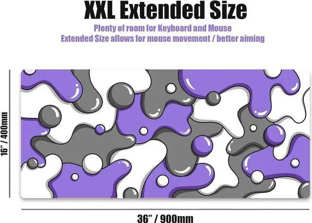 Main image of JAENFONG Keyboards DRIP Edition XXL Black & White Gaming Mouse Pad - Professional Artisan Mouse Pad - Black & White Gaming Desk Mat - 36" x 16" Thick Extended XXL Gaming Mouse Pad (Purple)