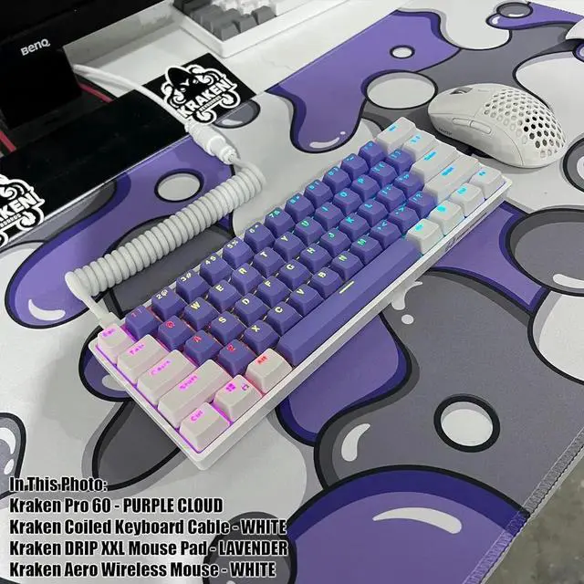 Alt view image 5 of 5 - JAENFONG Keyboards DRIP Edition XXL Black & White Gaming Mouse Pad - Professional Artisan Mouse Pad - Black & White Gaming Desk Mat - 36" x 16" Thick Extended XXL Gaming Mouse Pad (Purple)