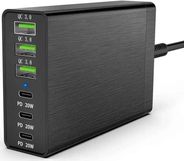 Main image of JAENFONG 96W 6 Port USB C Charging Station, Portable Multiport USB C Wall Charger PD Fast Adapter with 3 USB-C Ports +3 USB-A Ports for iPhone 14 13 Pro Max,iPad Series, Samsung Galaxy