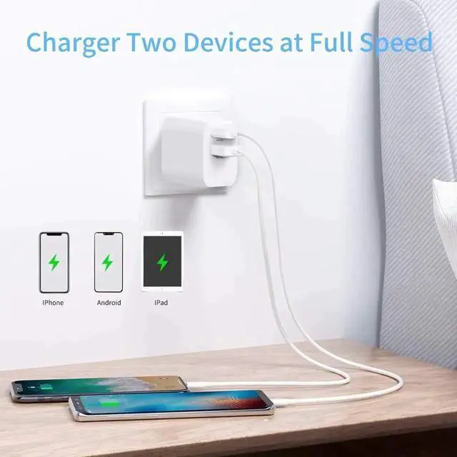 Alt view image 5 of 7 - USB C Charger, Fast Charger, 18W 2-Port Wall Charger with Power Delivery & Quick Charge 3.0, Compact USB C Wall Charger for iPhone 11 Pro/Max/XS/XR/X/8/7/6/Plus, Samsung, LG, Pixel, and More
