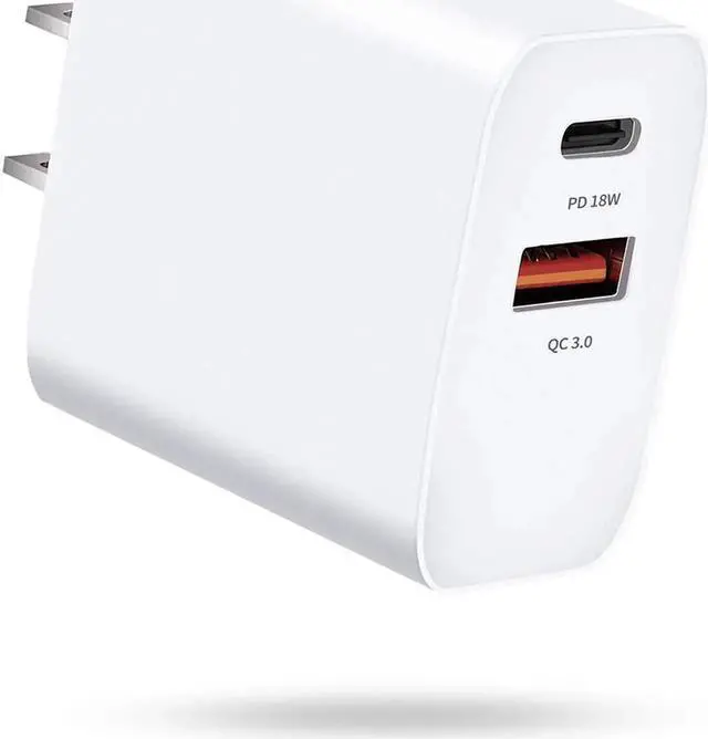 Main image of USB C Charger, Fast Charger, 18W 2-Port Wall Charger with Power Delivery & Quick Charge 3.0, Compact USB C Wall Charger for iPhone 11 Pro/Max/XS/XR/X/8/7/6/Plus, Samsung, LG, Pixel, and More