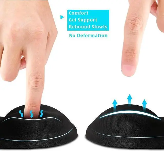 Alt view image 6 of 6 - JAENFONG Mouse Pad, 2 Pack Ergonomic Mouse Pads with Comfortable Wrist Rest Support and Lycra Cloth, Non-Slip Base for Easy Typing Pain Relief, Durable and Easy to Clean, Black