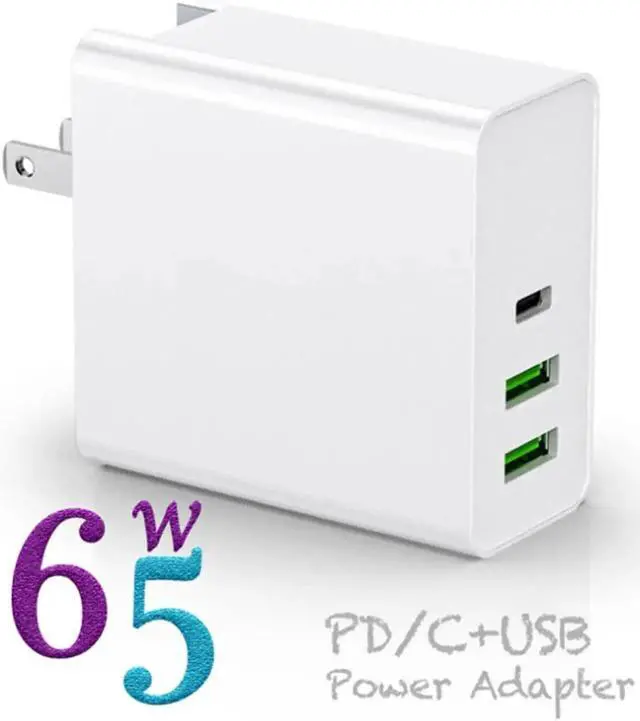 Main image of USB C Charger, 65W PD QC3.0 Charger Fast Charger with Foldable Plug, Ultra-Compact USB C Wall Charger Compatible with iPhone 11 Pro Max, AirPods Pro, Google Pixel 3 XL, LG G5, Huawei, Samsung - White