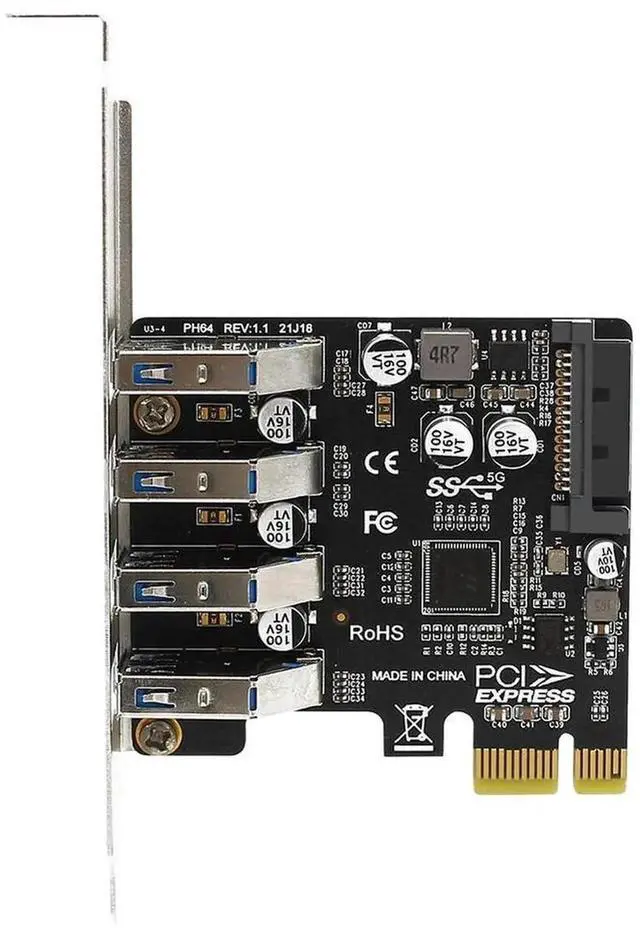 Alt view image 3 of 4 - PCIe USB 3.0 HUB Adapter USB 3.0 PCI Express Adapter 4 Port USB 3.0 PCI-E Expansion Card 5Gbps Controller Converter for Computer