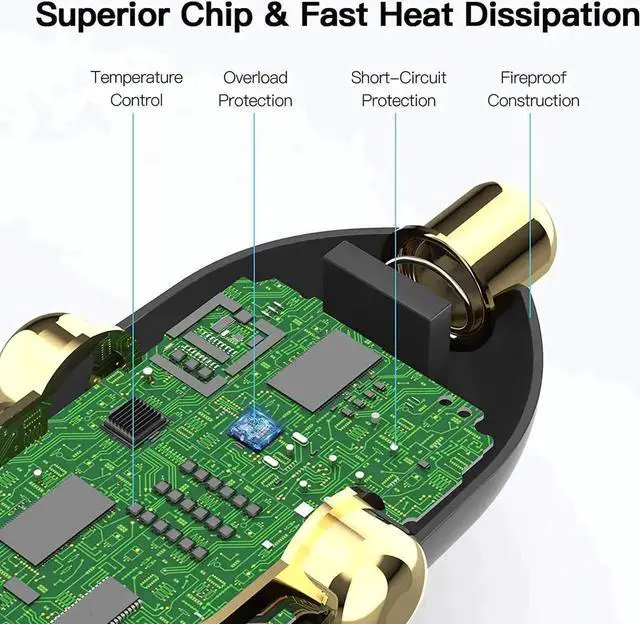 Alt view image 2 of 7 - USB C Car Charger Adapter, 52.5W Dual Port Fast USB Car Charger With Power Delivery & Quick Charger 3.0 Compatible with iPhone12/11/Pro Max/XS Max/XR/XS/X/8/7/Plus,Galaxy,LG,iPad,iPad Pro/Macbook Pro