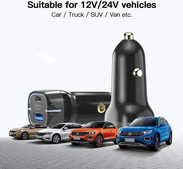 Alt view image 5 of 7 - USB C Car Charger Adapter, 52.5W Dual Port Fast USB Car Charger With Power Delivery & Quick Charger 3.0 Compatible with iPhone12/11/Pro Max/XS Max/XR/XS/X/8/7/Plus,Galaxy,LG,iPad,iPad Pro/Macbook Pro