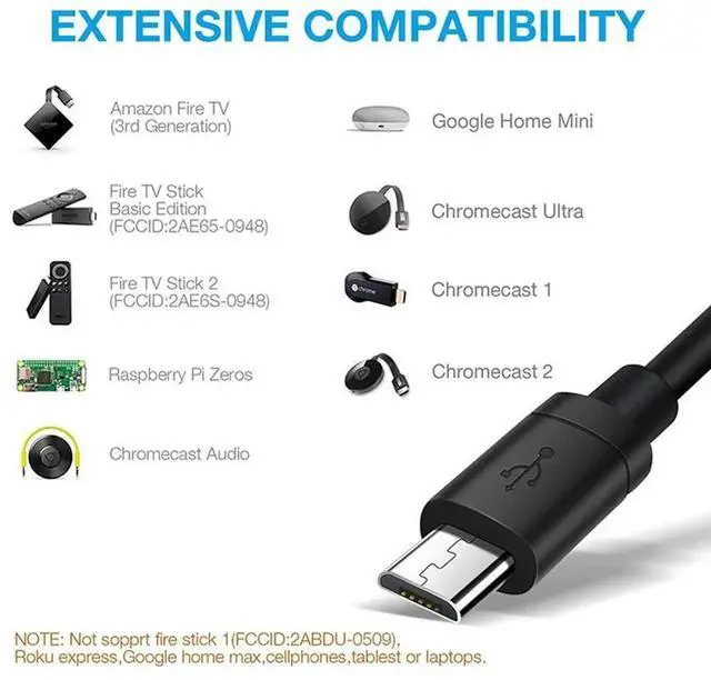 Alt view image 2 of 4 - Micro USB Power to RJ45 100M Network Card Adapter Gadgets for Chromecast/Fire TV Stick TV Converter Accessory