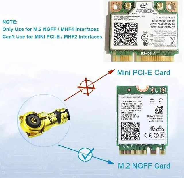 Alt view image 6 of 7 - JAENFONG M.2 WiFi Antenna 2.4GHz 5GHz 5.8GHz 3dBi MIMO RP-SMA Male (2-Pack) + 2 x 12 inch Ngff Ipex4 to Rp-SMA Cable for M.2 NGFF Intel Wireless Network Card WiFi Adapter Laptop