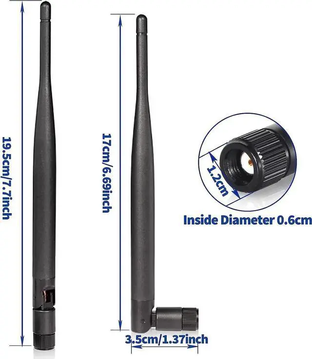 Alt view image 4 of 7 - JAENFONG Dual Band WiFi 2.4GHz 5GHz 5.8GHz 6dBi MIMO RP-SMA Male Antenna (2-Pack) for WiFi Router Wireless Network Card USB Adapter Security IP Camera Video Surveillance Monitor