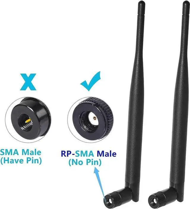 Alt view image 7 of 7 - JAENFONG Dual Band WiFi 2.4GHz 5GHz 5.8GHz 6dBi MIMO RP-SMA Male Antenna (2-Pack) for WiFi Router Wireless Network Card USB Adapter Security IP Camera Video Surveillance Monitor
