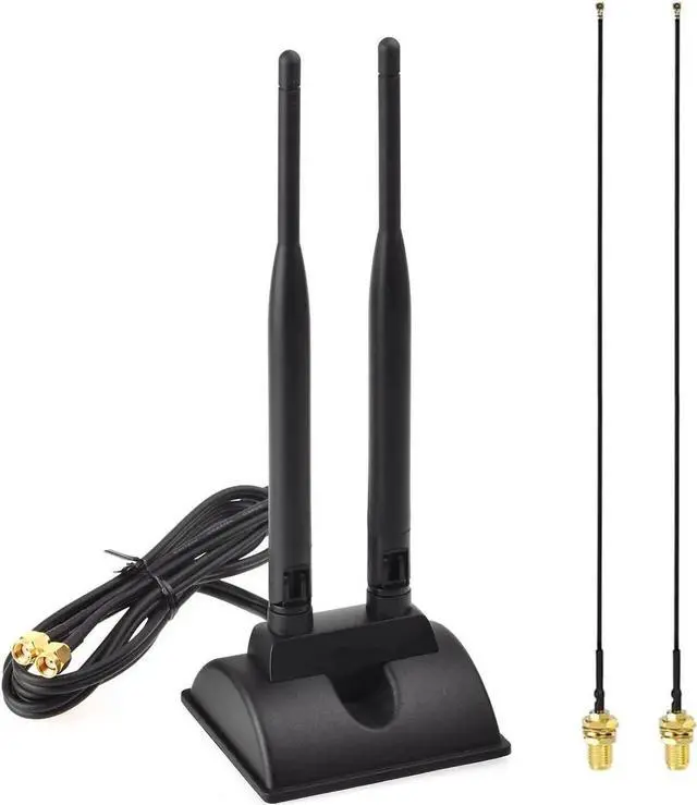 Main image of JAENFONG 2.4GHz 5GHz Dual Band RP-SMA Male WiFi Antenna + IPEX MHF4 to RP-SMA Female Cable 9.8 inch 2-Pack for M.2 NGFF Network Card PC Desktop Computer