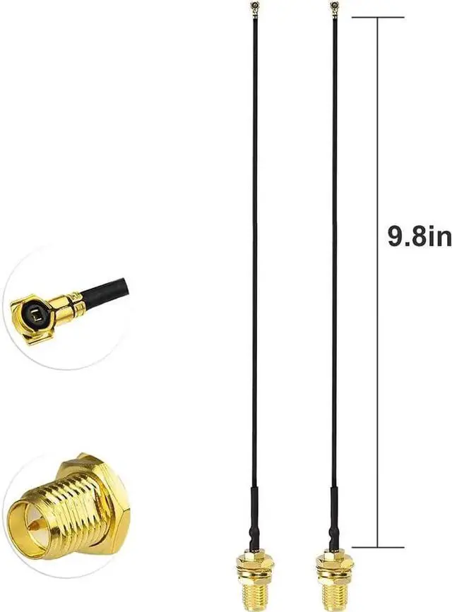 Alt view image 7 of 7 - JAENFONG 2.4GHz 5GHz Dual Band RP-SMA Male WiFi Antenna + IPEX MHF4 to RP-SMA Female Cable 9.8 inch 2-Pack for M.2 NGFF Network Card PC Desktop Computer