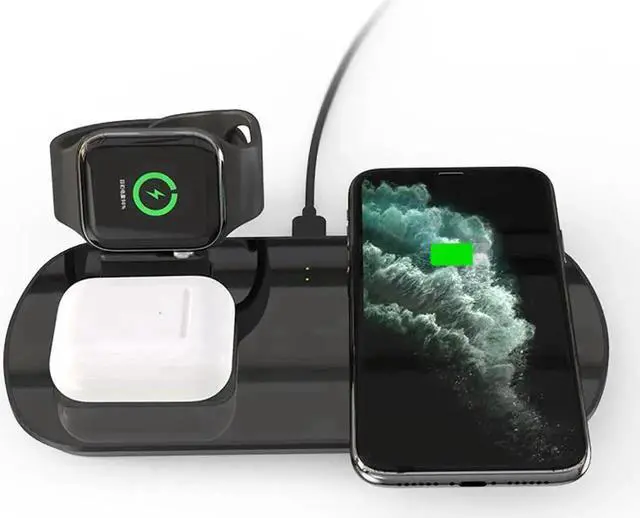 Main image of JAENFONG Qi Wireless Charger for Apple Watch 3 in 1 Fast Wireless Charging Station Pad for Airpods Pro iPhone 11 Samsung S20