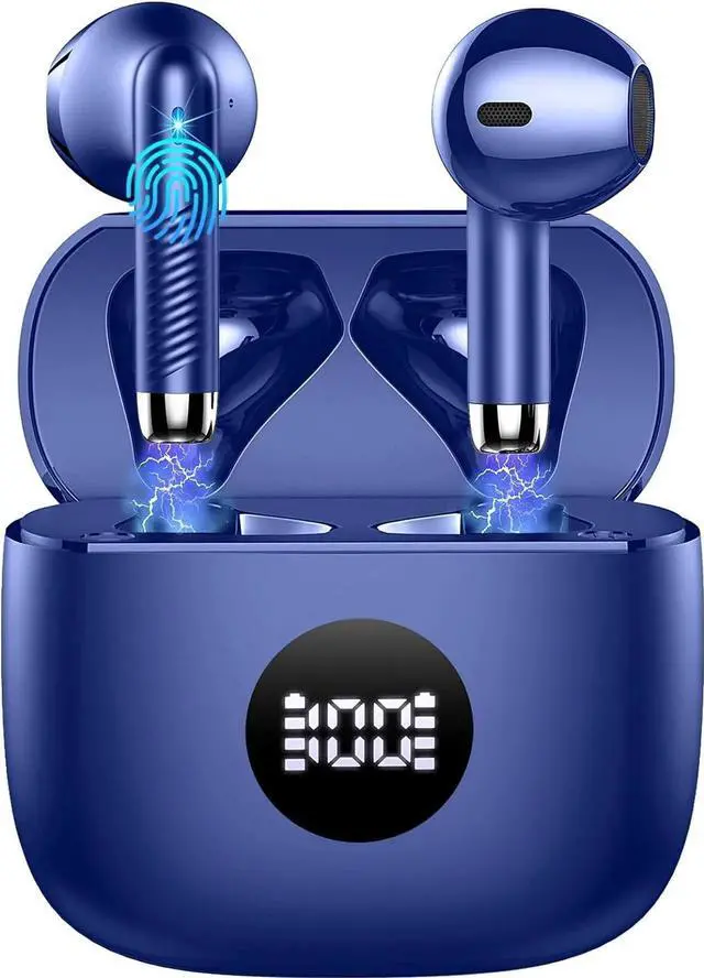 Main image of JAENFONG Wireless Earbuds,Bluetooth 5.3 Ear Buds LED Power Display Headphones Bass Stereo,Earbuds in-Ear Noise Cancelling Mic,40H Playback Mini Case IP7 Waterproof Sports Earphones for Android iOS Blu
