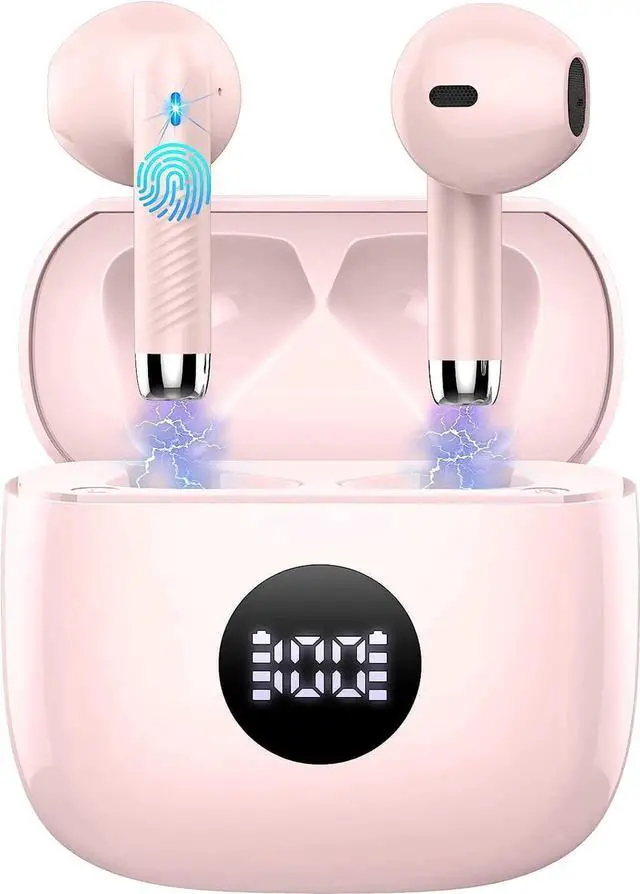 Main image of JAENFONG Wireless Earbuds,Bluetooth 5.3 Ear Buds LED Power Display Headphones Bass Stereo,Earbuds in-Ear Noise Cancelling Mic,40H Playback Mini Case IP7 Waterproof Sports Earphones for Android iOS Pin