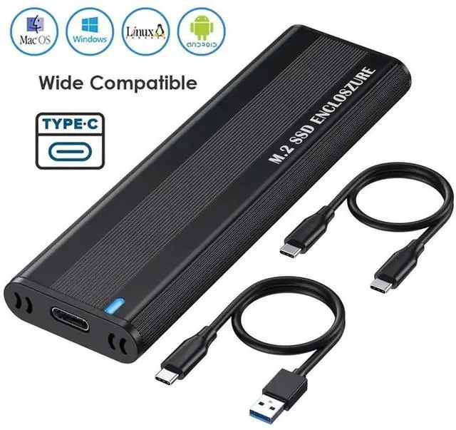 Alt view image 4 of 7 - JAENFONG M.2 NVME SATA SSD Enclosure Adapter, 10Gbps Aluminum USB 3.1 Gen 2 Type C External Enclosure for M.2 NVMe PCIE & SATA M-Key / B+M Connectors SSDs of Sizes 2230 2242 2260 2280d